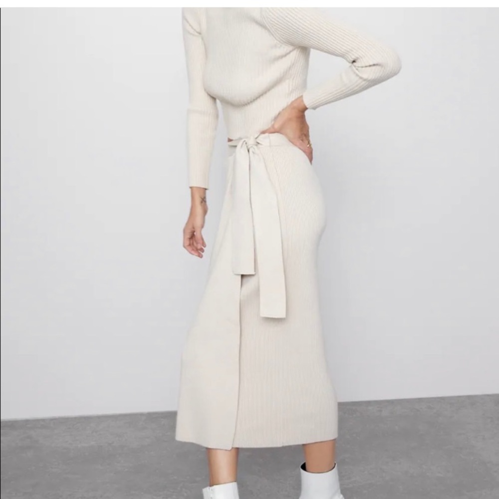 NWOT Zara knit wrap midi skirt